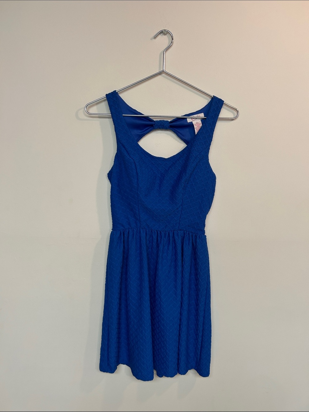 Candie's Royal Blue Sleeveless Skater Dress with Back Bow Cutout